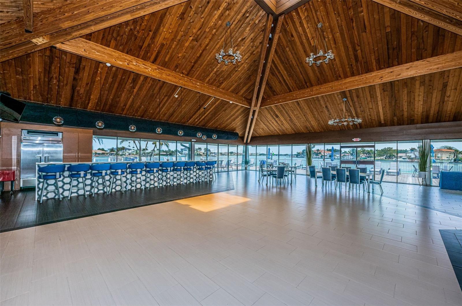 Inside clubhouse entertainment area