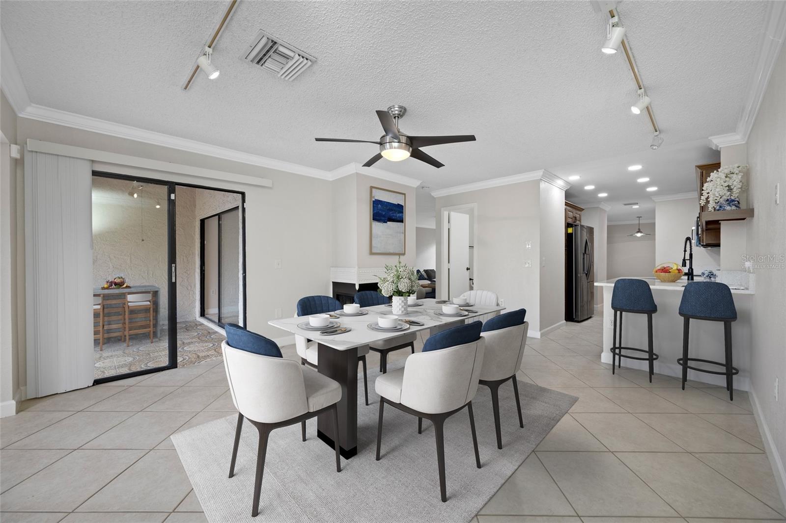 Virtually Staged Family Room & Kitchen