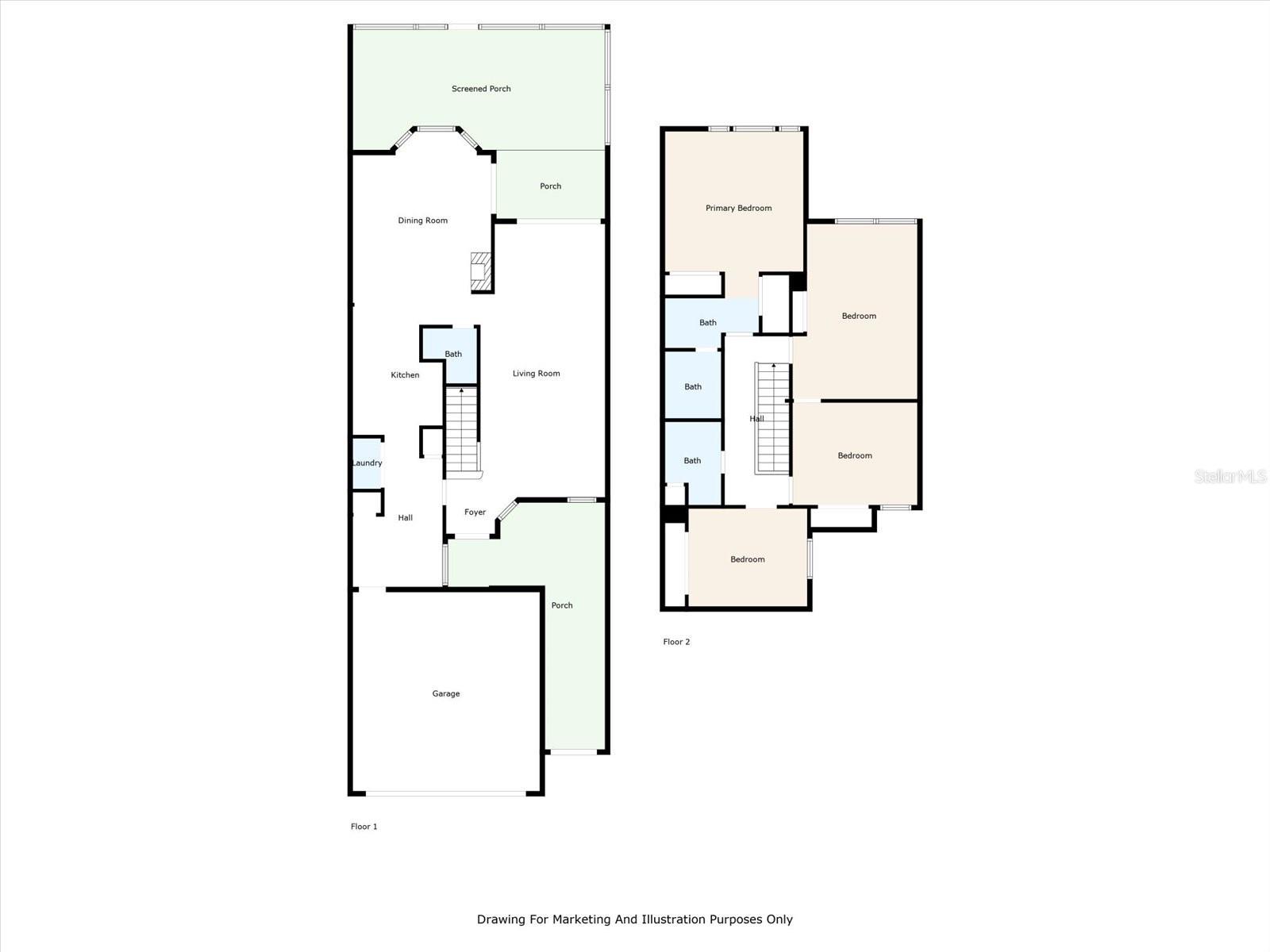 Floor plan showing two levels
