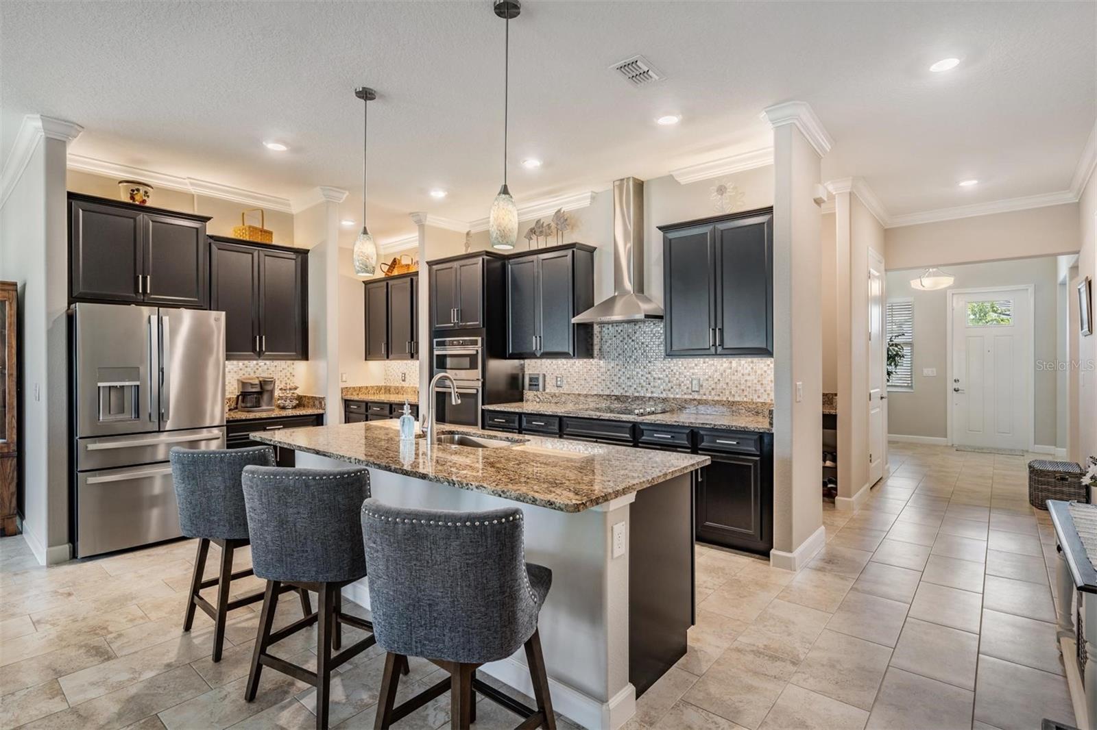 Large granite island