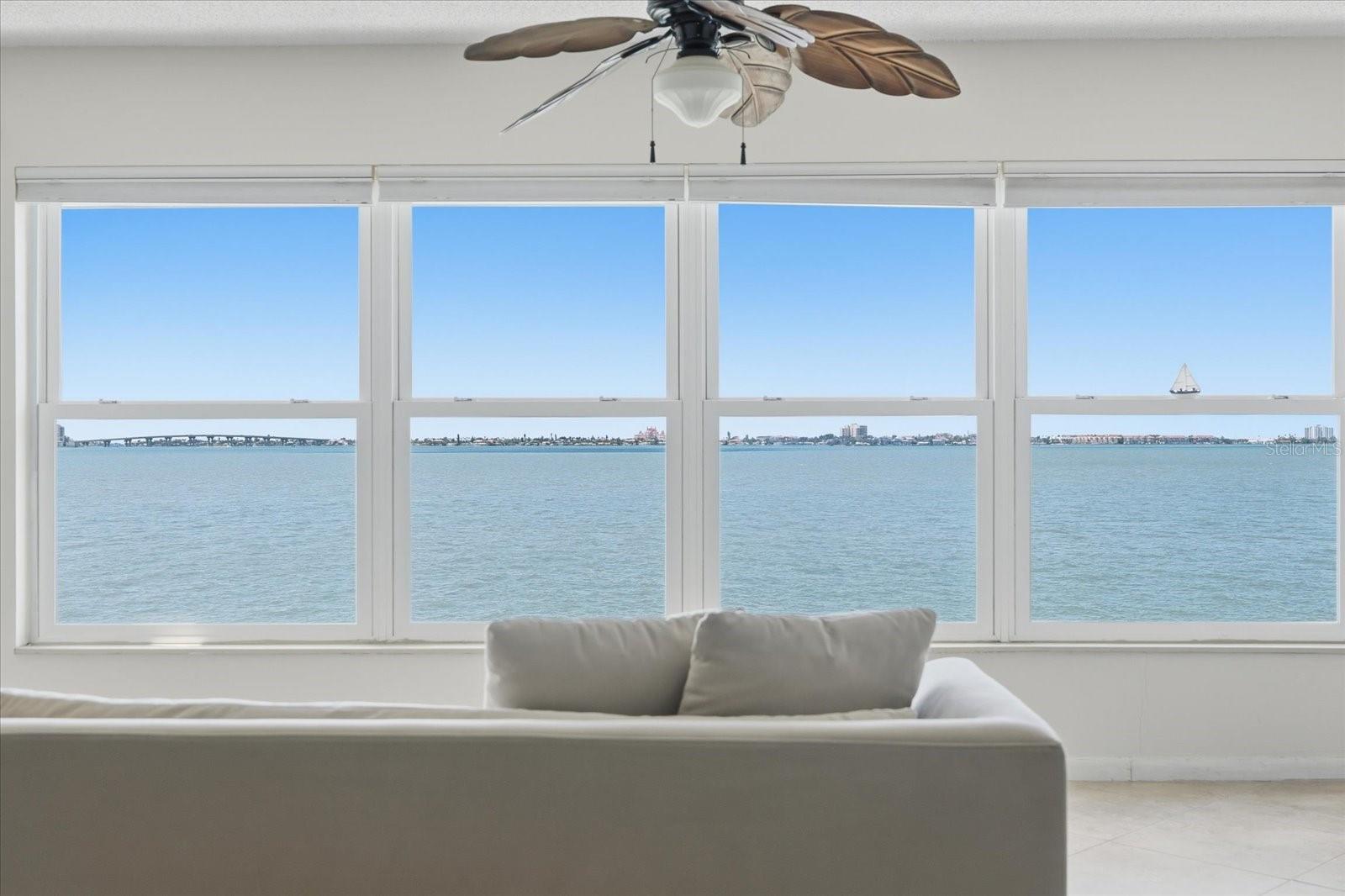 Double paned impact windows in living room.