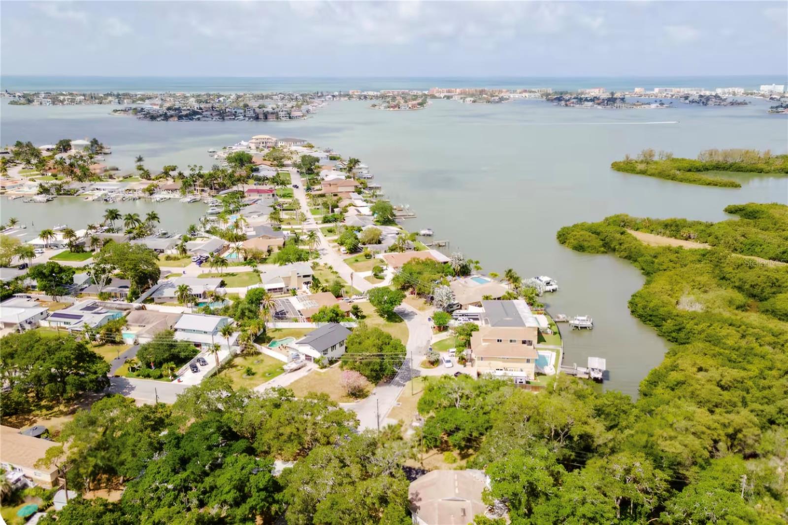 Oakhurst Shores neighborhood on Boca Ciega Bay.  The Gulf is in the distance.  2 miles to Madeira Beach.