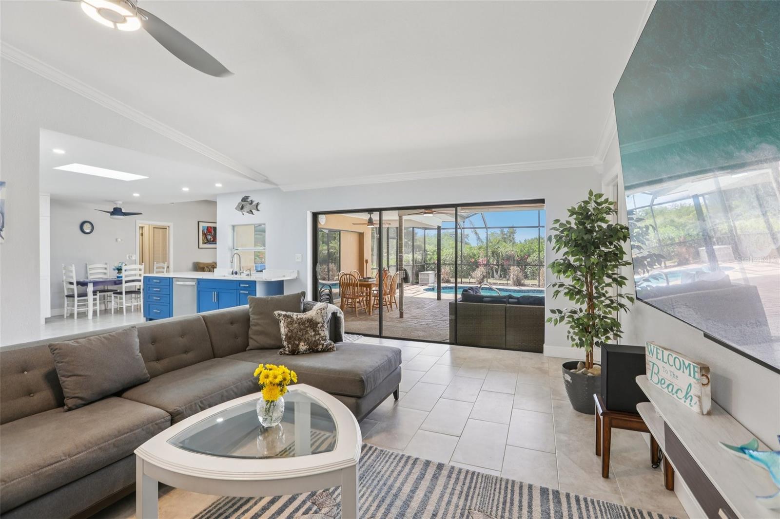 Pocket sliders that open all the way and tuck into the wall for an expansion of living space into the outdoors.Great home for entertaining!