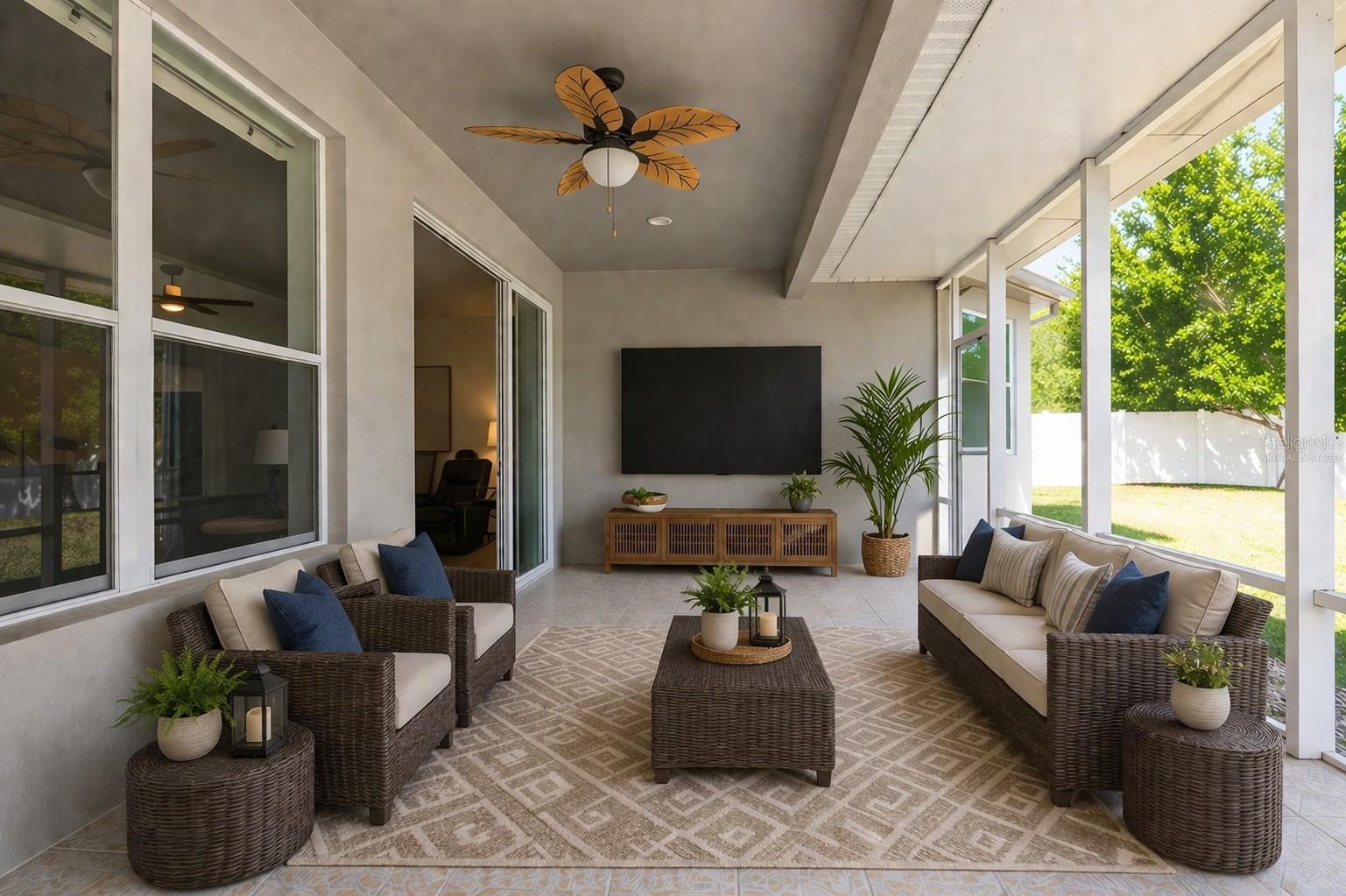 Virtually staged lanai.