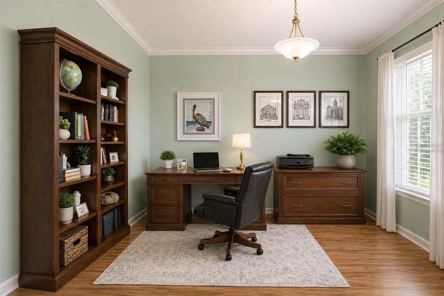 Virtually staged office.