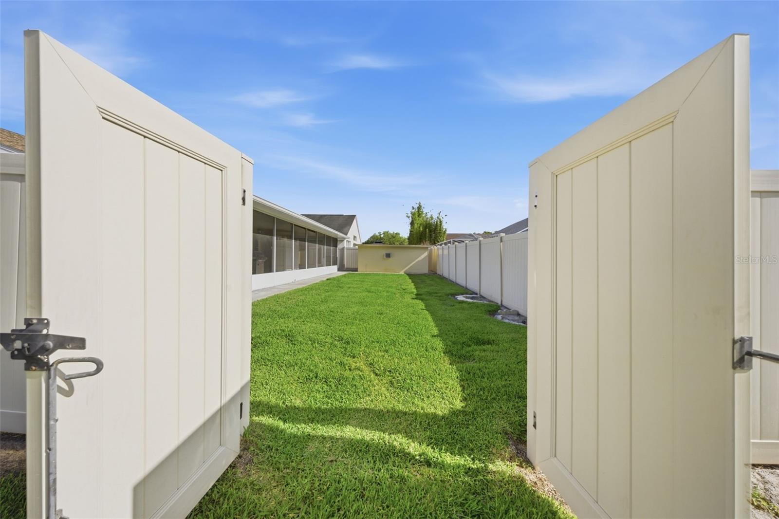 Vinyl fenced yard