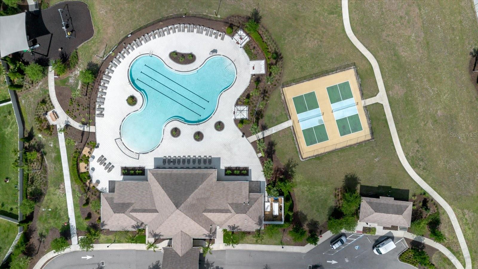Arial View of Community Pool & Playground