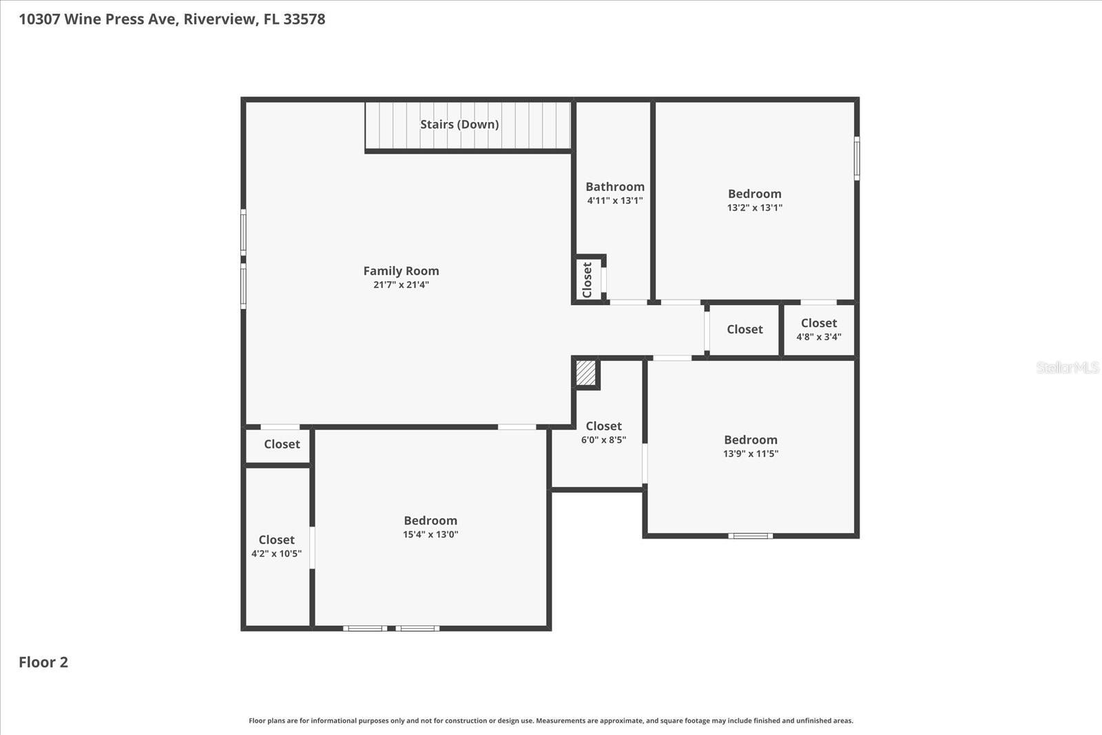 Second Floor (Dimensions are estimate)