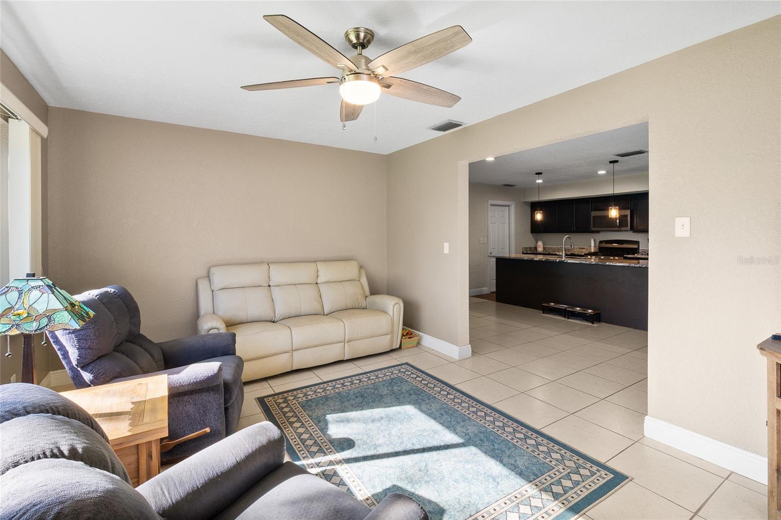 Ceiling fan and tile flooring