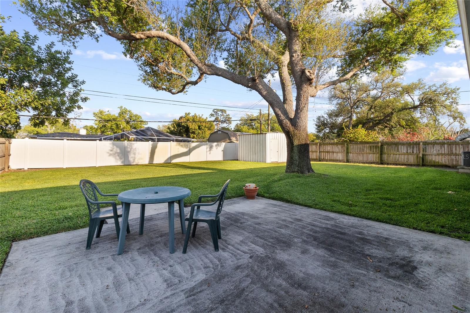 Open patio in the backyard