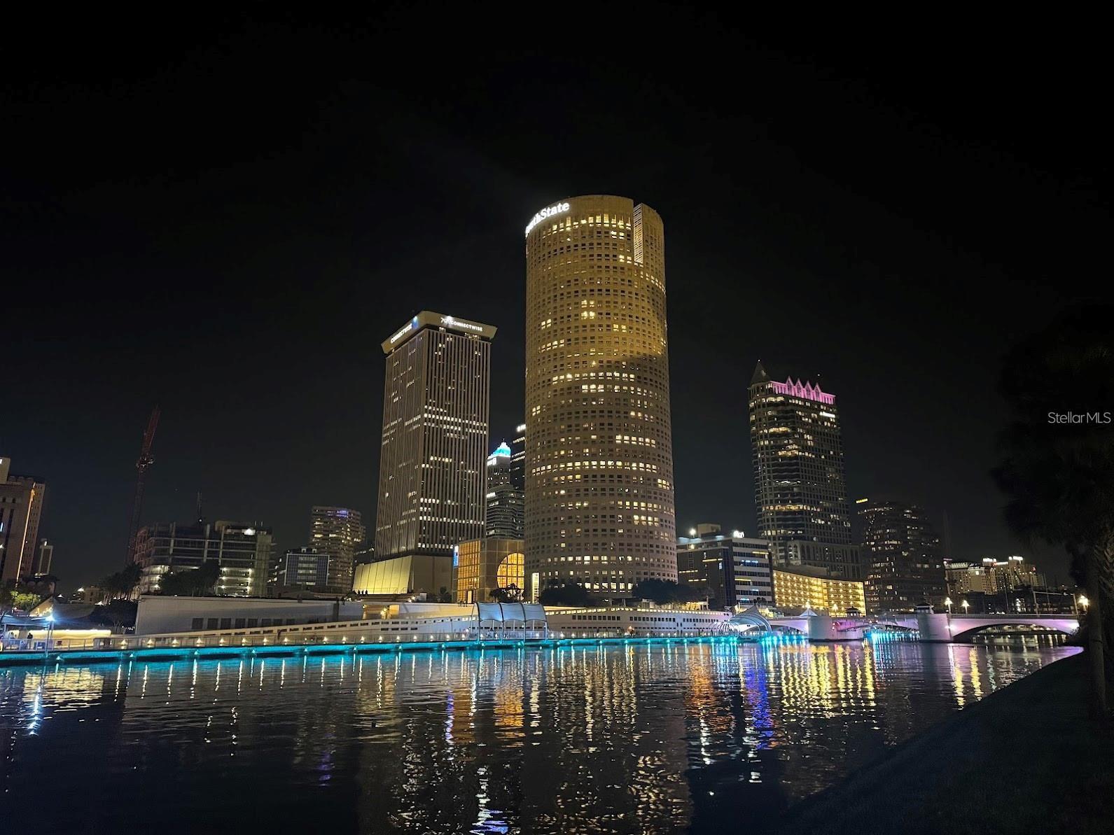 Tampa Riverwalk and Downtown Tampa View