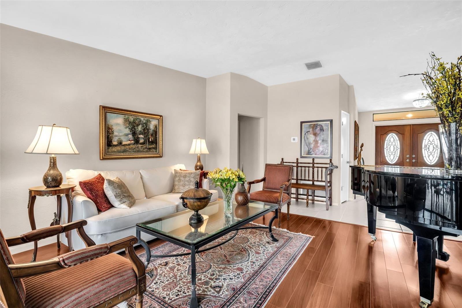 Living area with Baby Grand