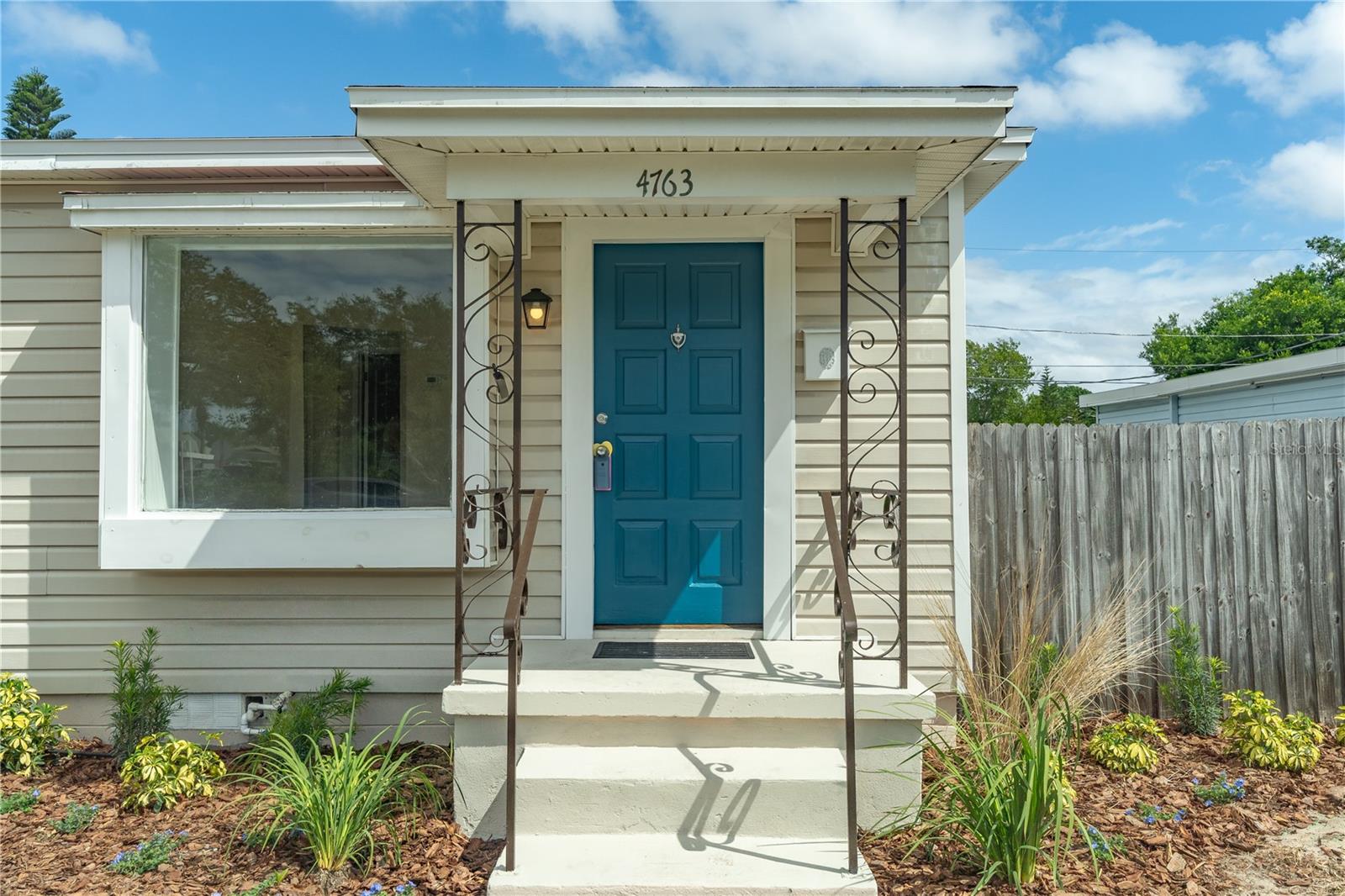 Pretty blue front door.