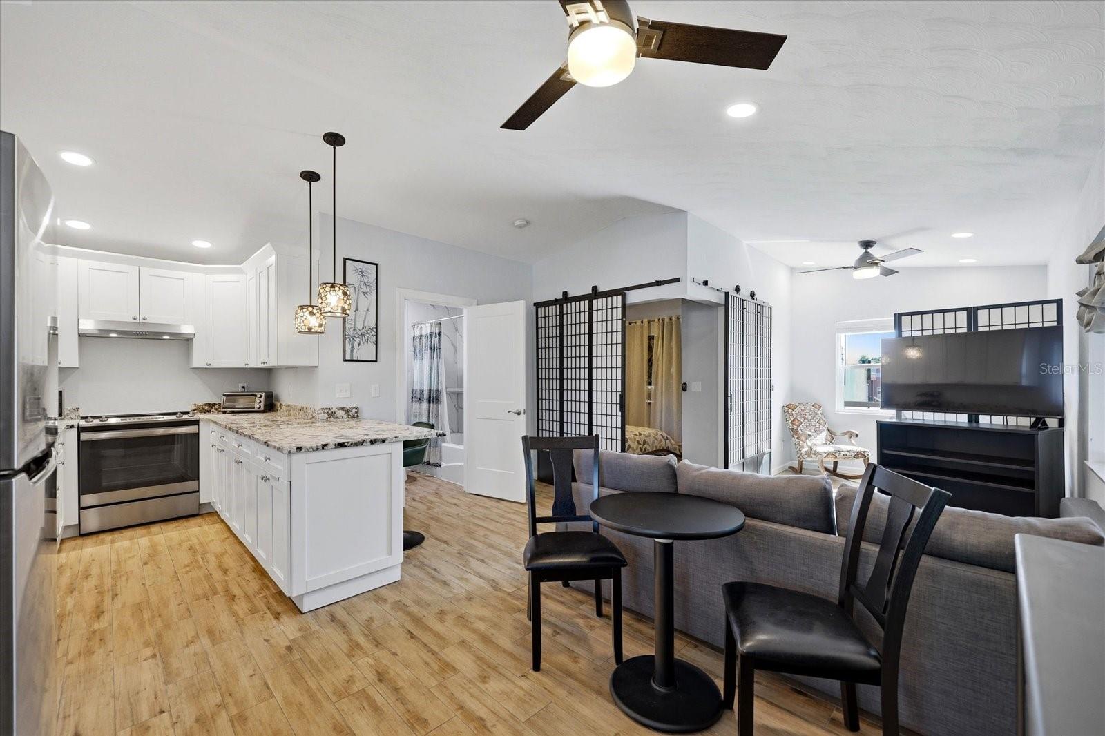 ADU interior with open living space and modern finishes