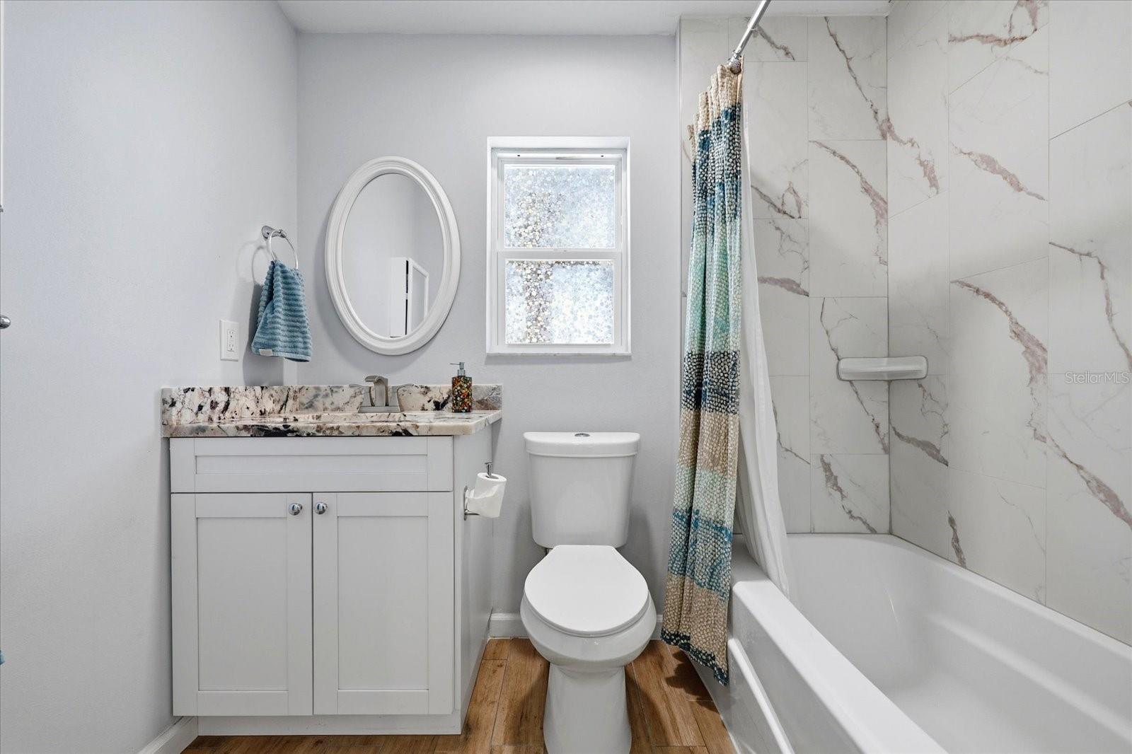 ADU bathroom with modern finishes and clean design