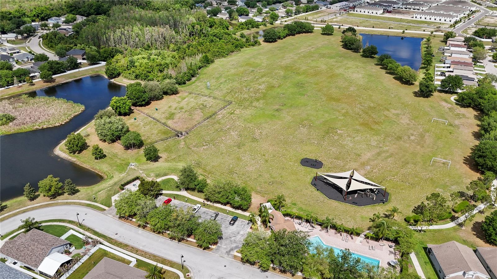 The aerial view shows how extensive the community common areas are.