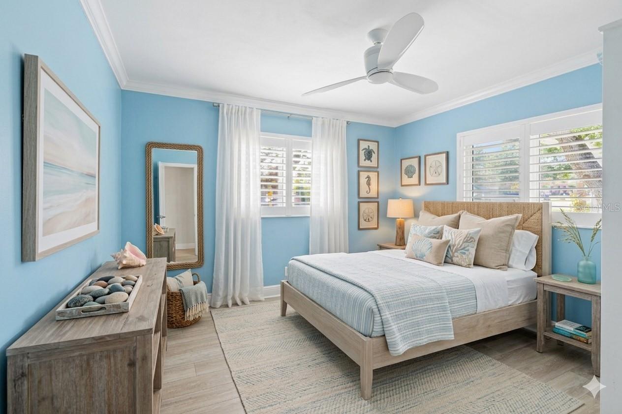 AI enhanced photo Bedroom 3rd bedroom  with a beautiful barn door.