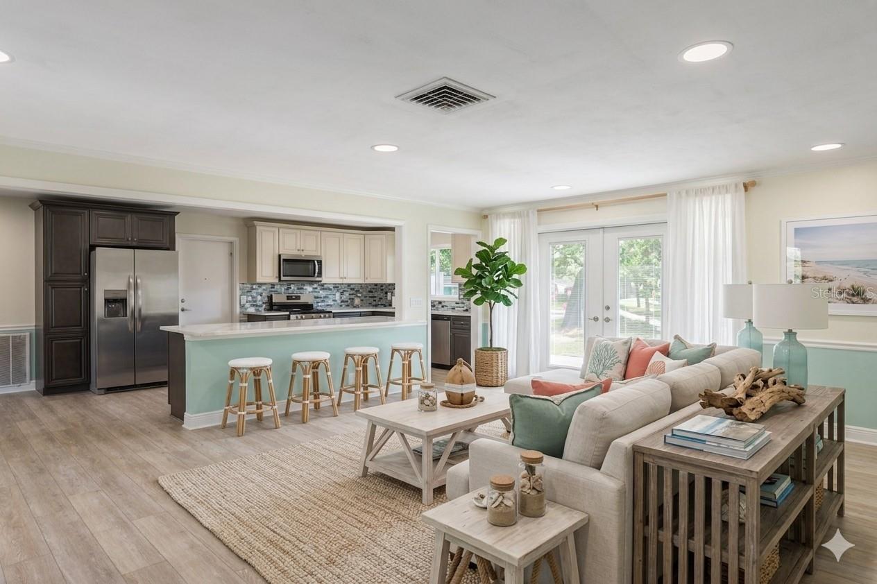 AI enhanced photo.  Orient your funishings for conversations with friends and family.