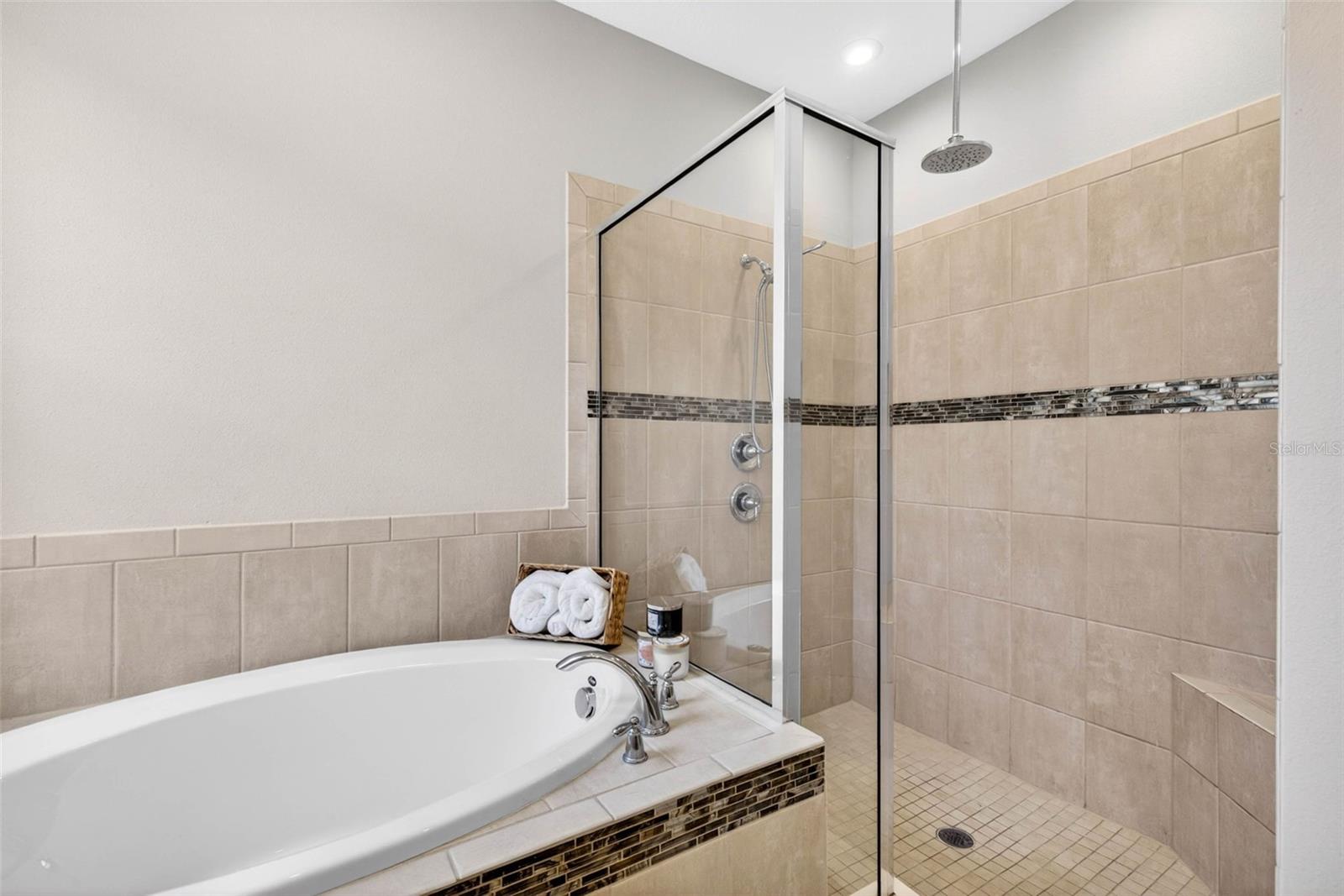 Walk in shower.