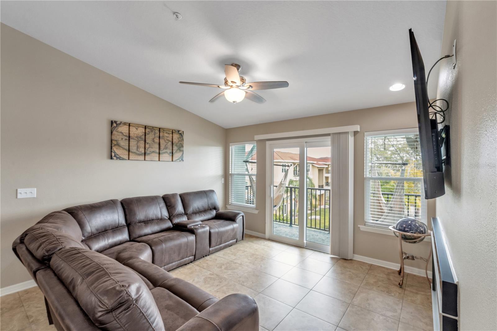 Living / Balcony door staged for photos