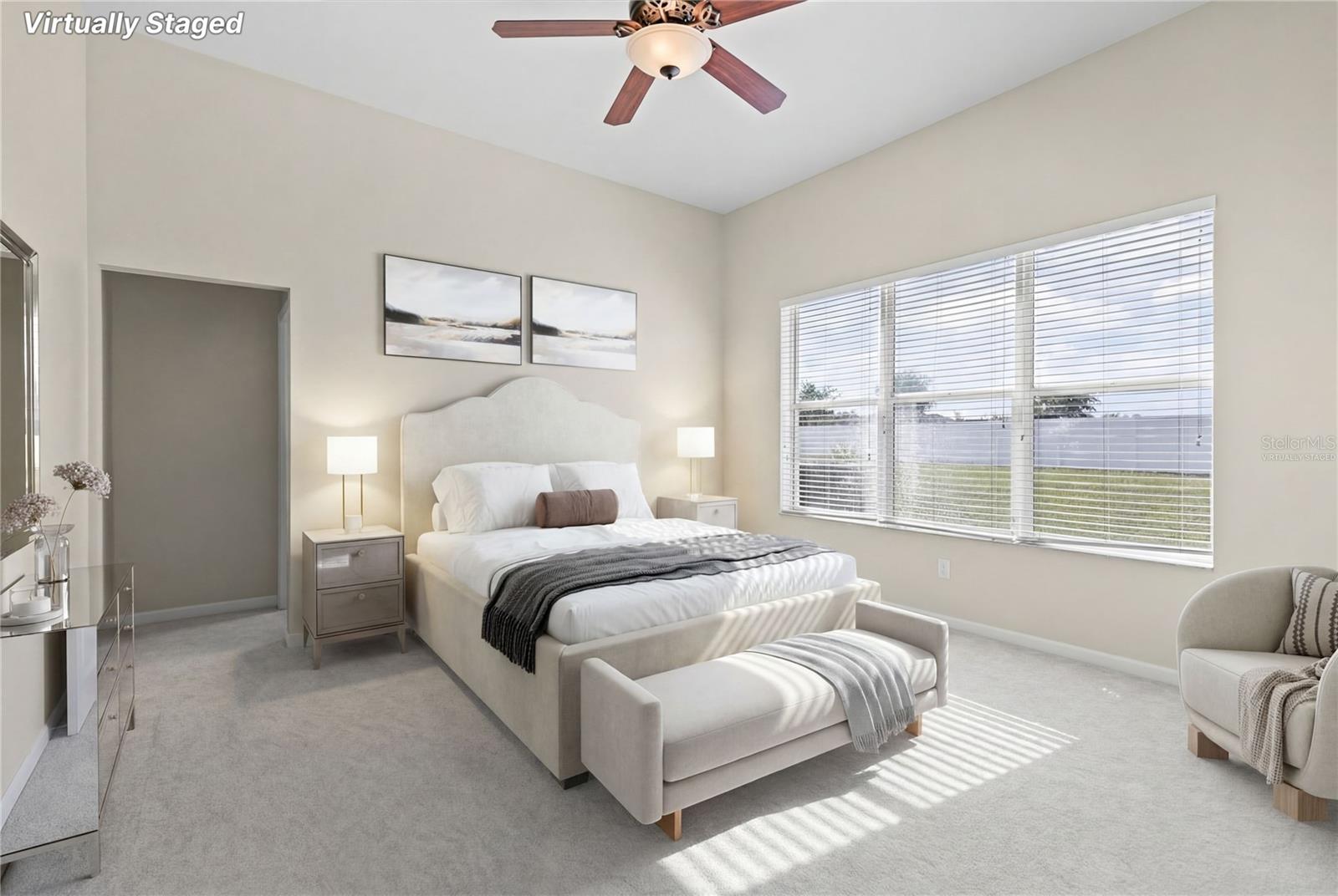 Master suite virtually staged