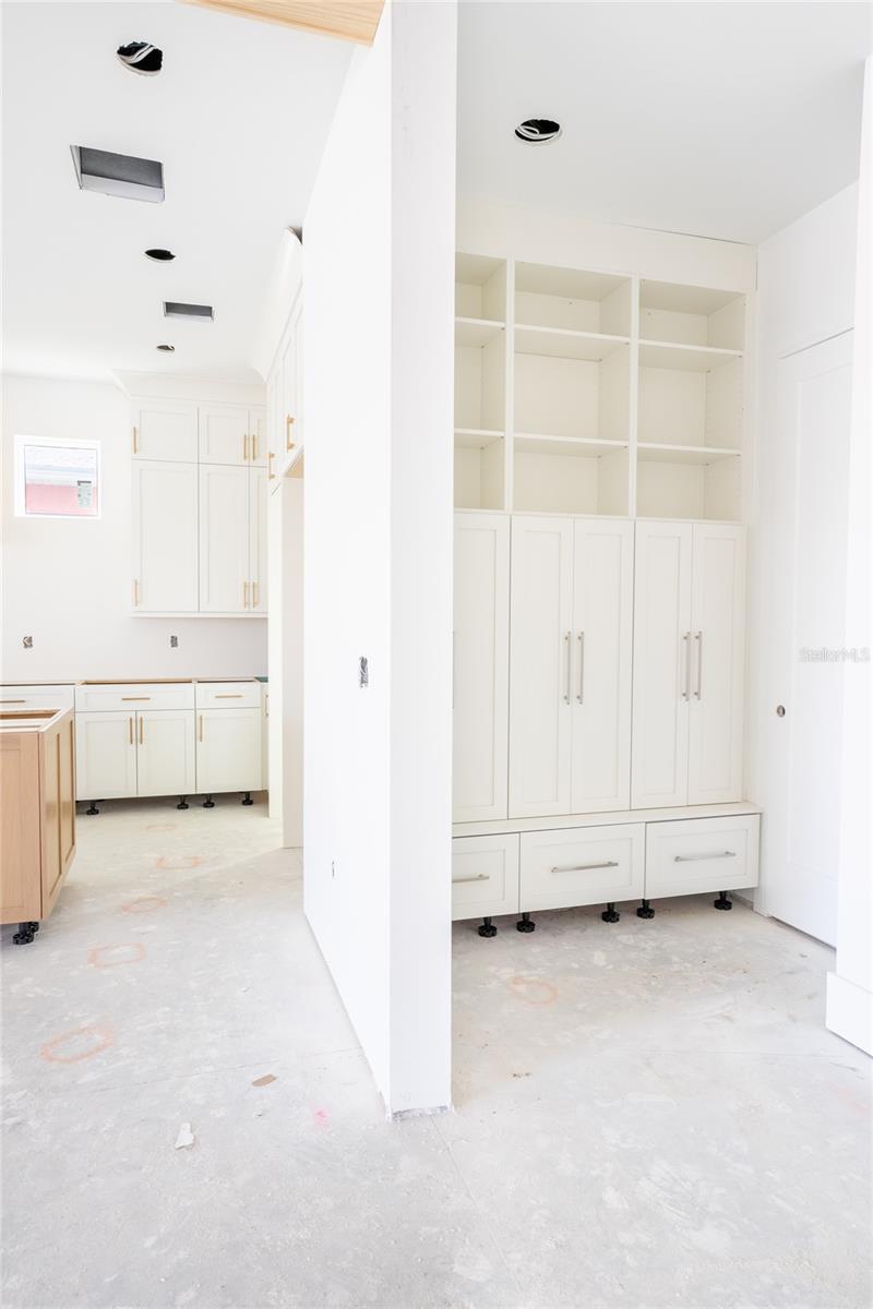 Built-in storage off of the garage entrance