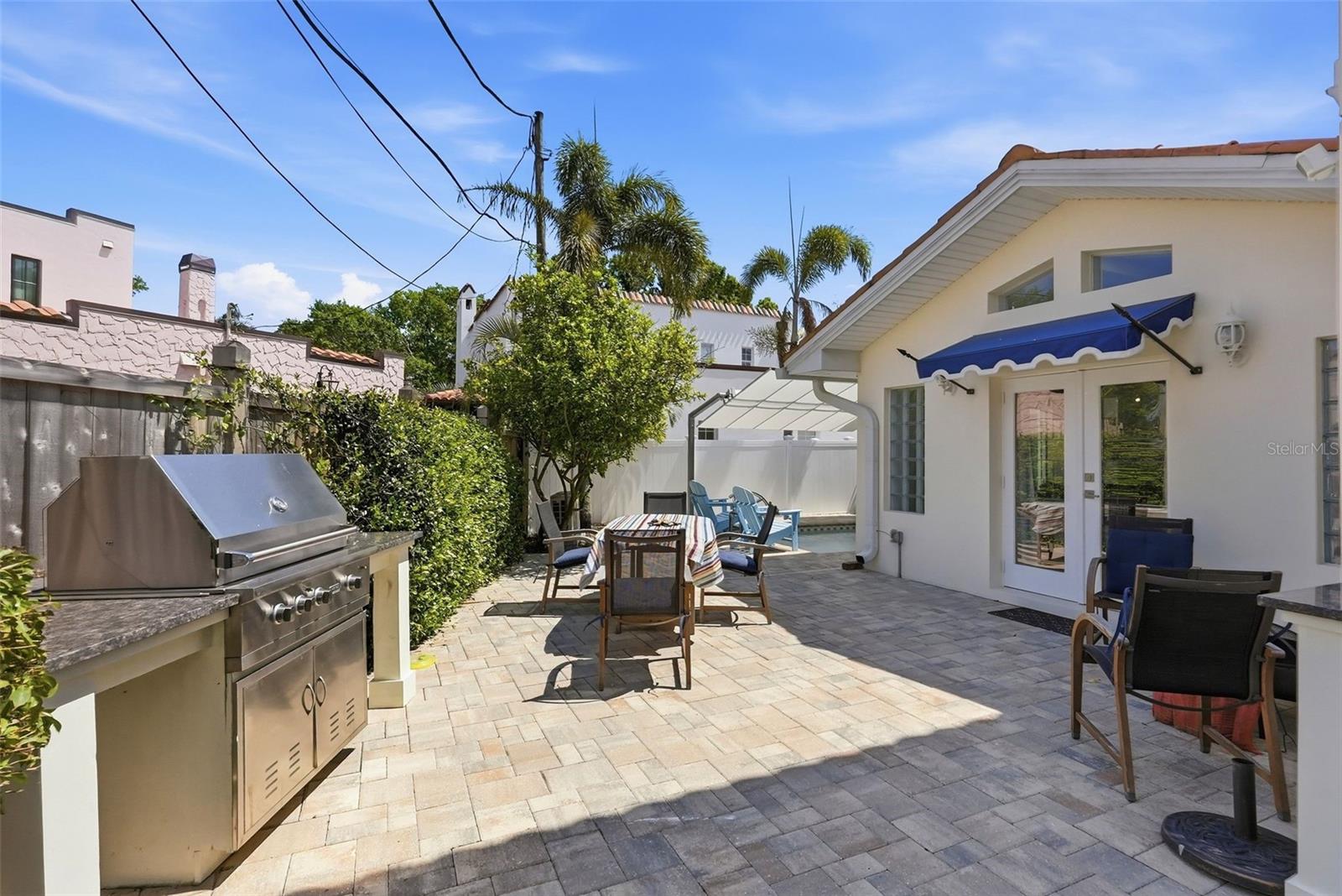 Viking gas grill and outside sink