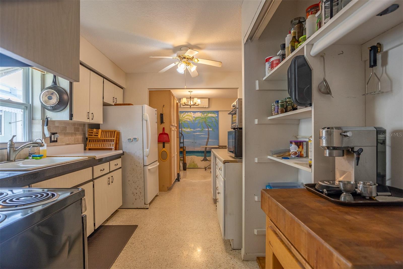 Roomy kitchen with coffee station