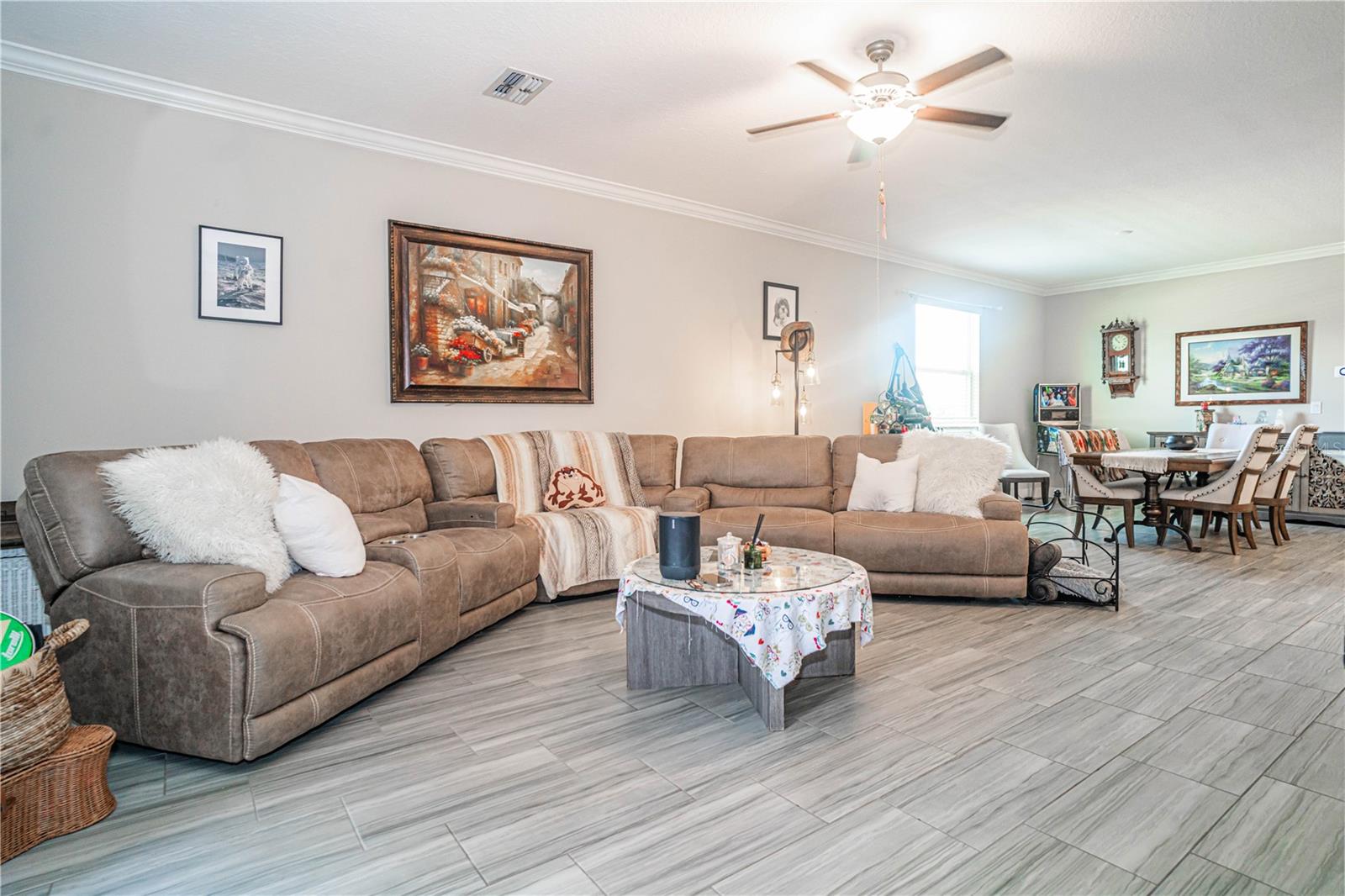 living room and dining room