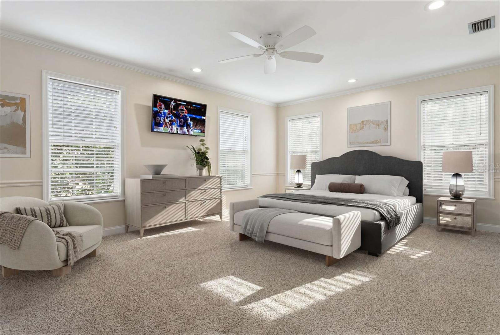 primary bedroom virtually staged