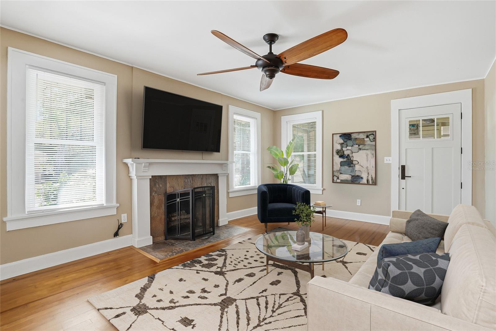 Virtually staged living room.
