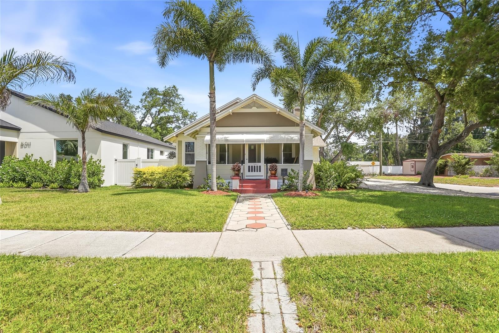 Located on a corner lot.