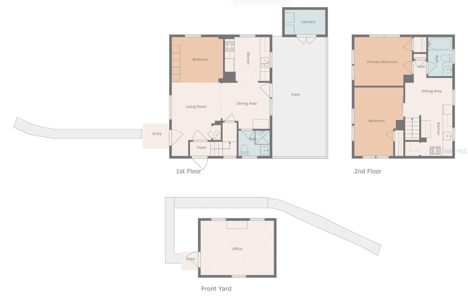 floor plan 1st, 2nd, and detached office space