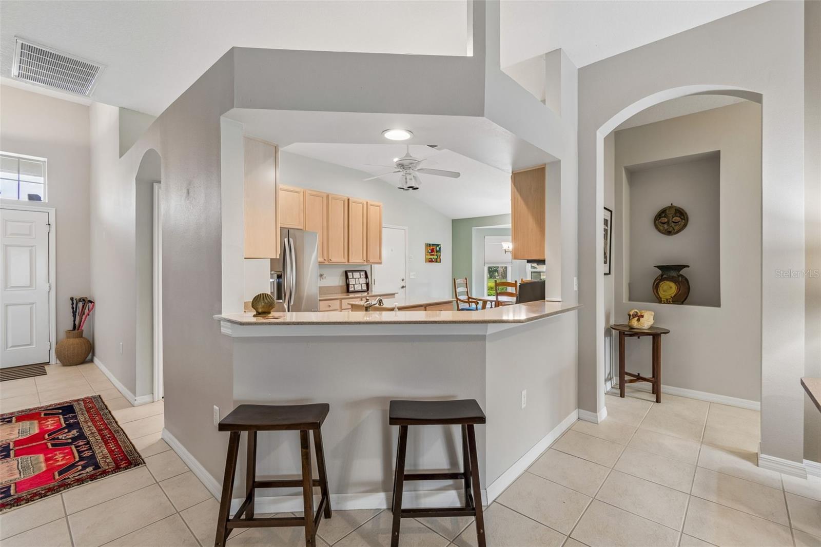 Open from living room to kitchen