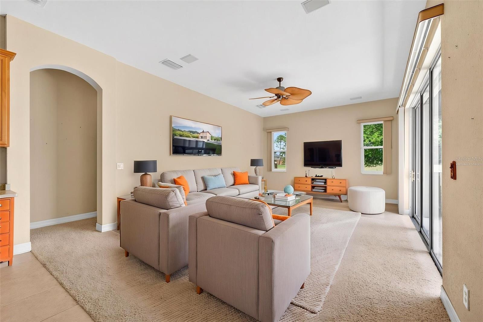 Virtually staged family room