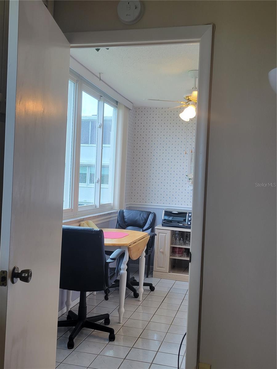 Doorway from master bedroom to kitchen/dinette