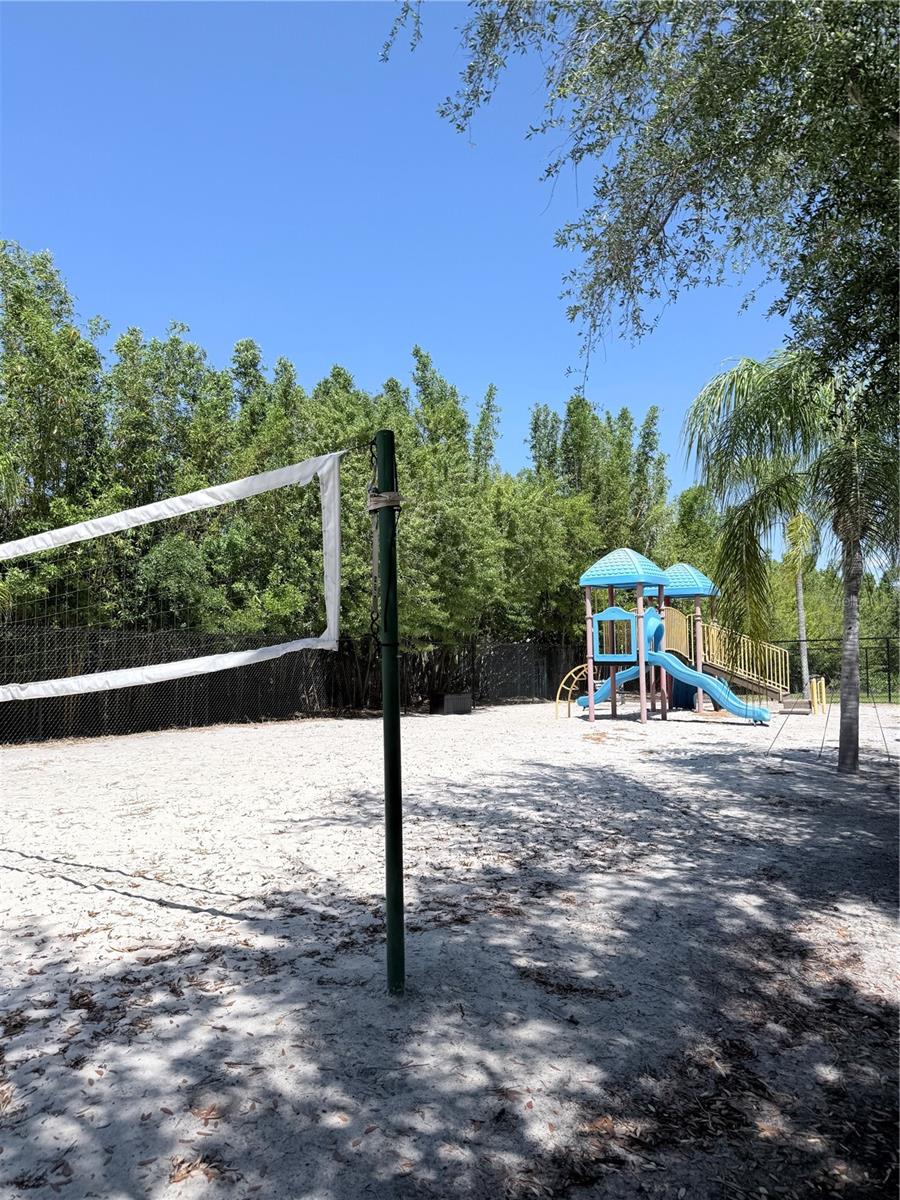 community volleyball net and playground