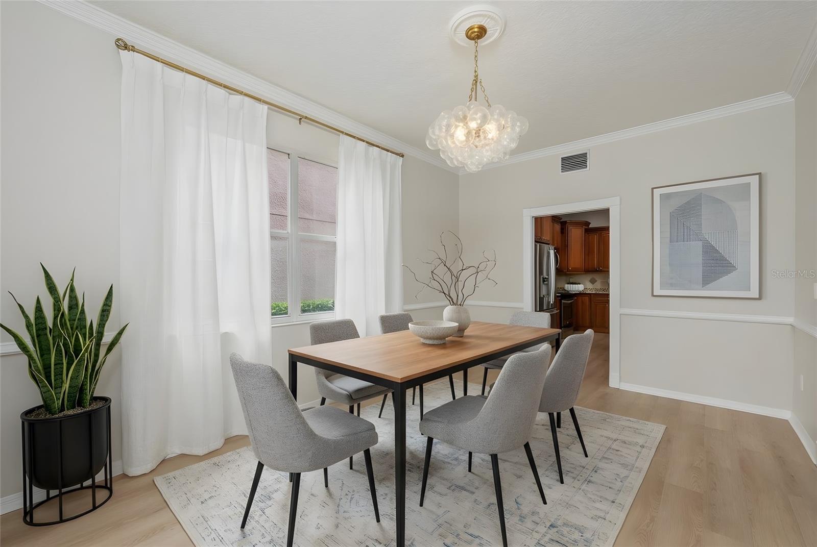 Dine in style! New lighting, paint flooring etc.