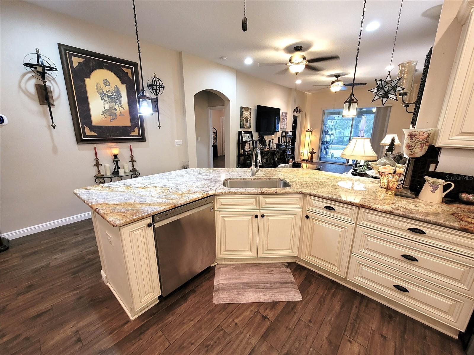 Kitchen open to Family Room