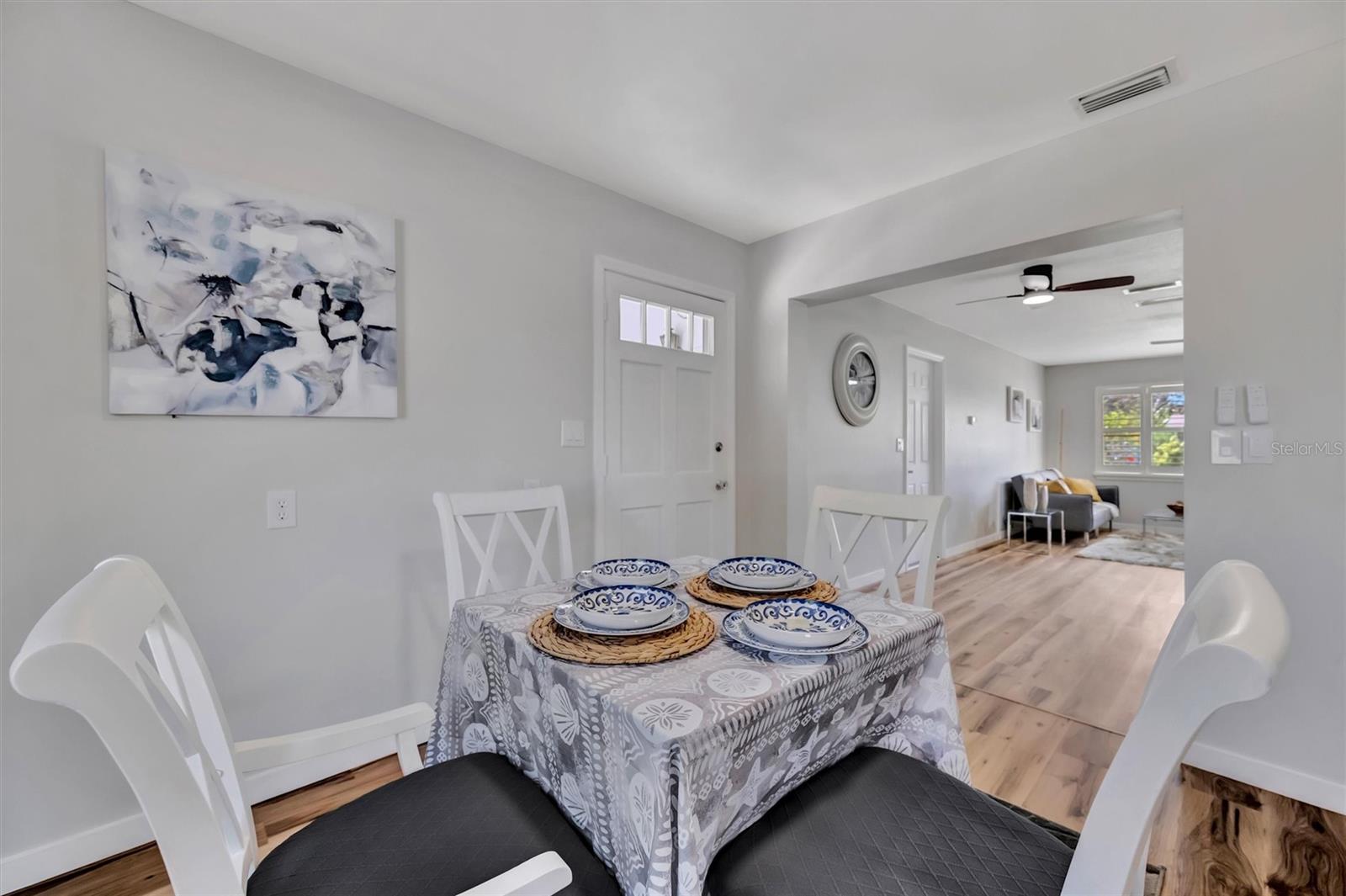 The Dining area and the door leading to the back yard