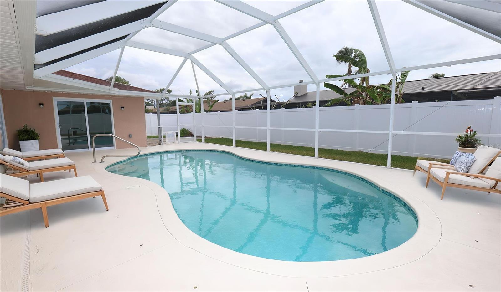 staged pool view