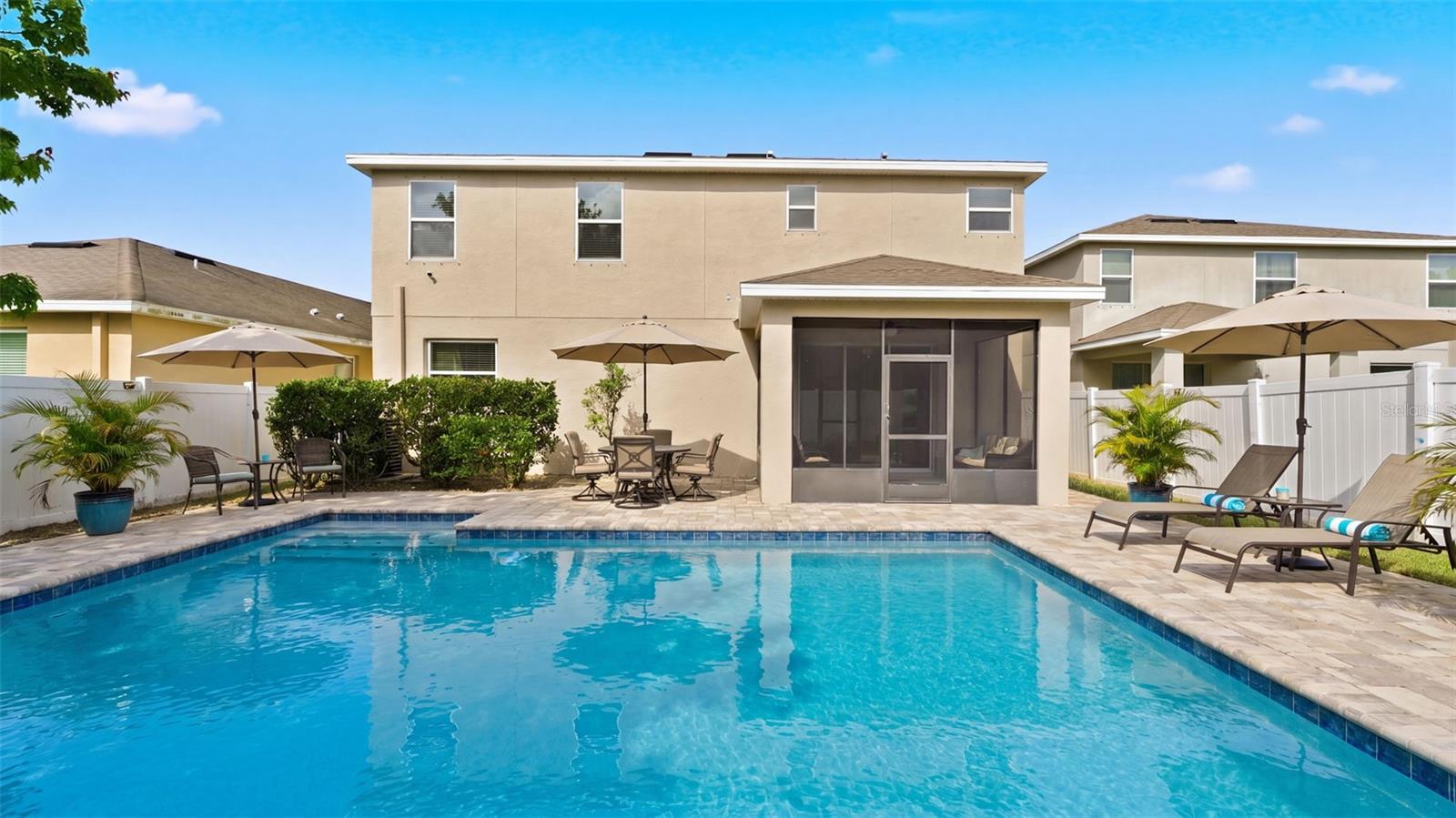 Spacious Backyard with adequate space for a pool. Photo has been digitally rendered to show potential.