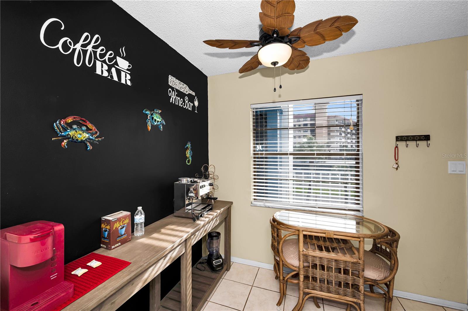 Kitchen connected dining nook with a view of the Gulf