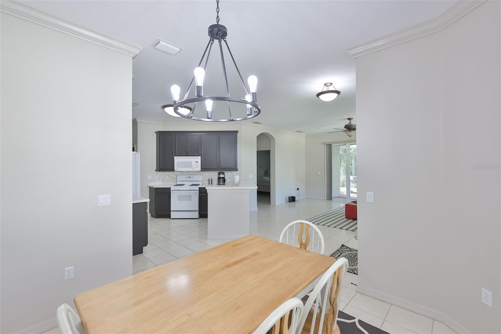 Dining room looking out into the kitchen