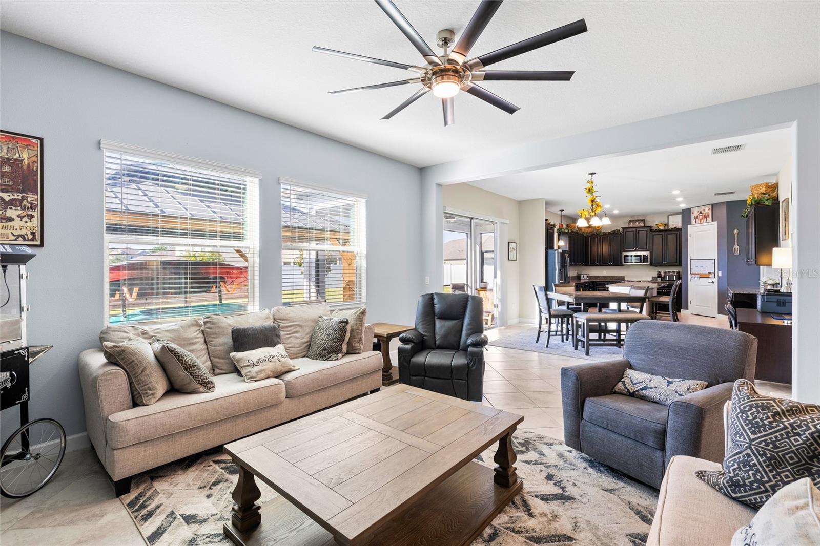 Dining table and kitchen