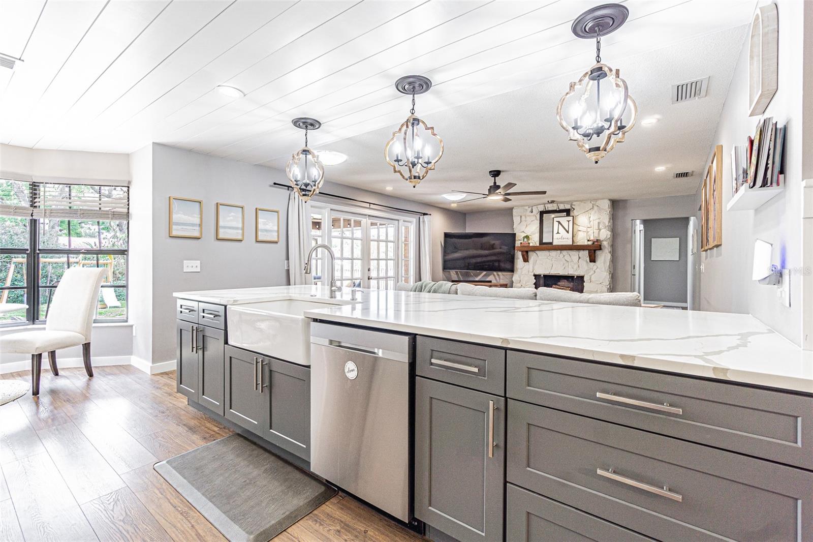 Kitchen overlooking the Family room.
