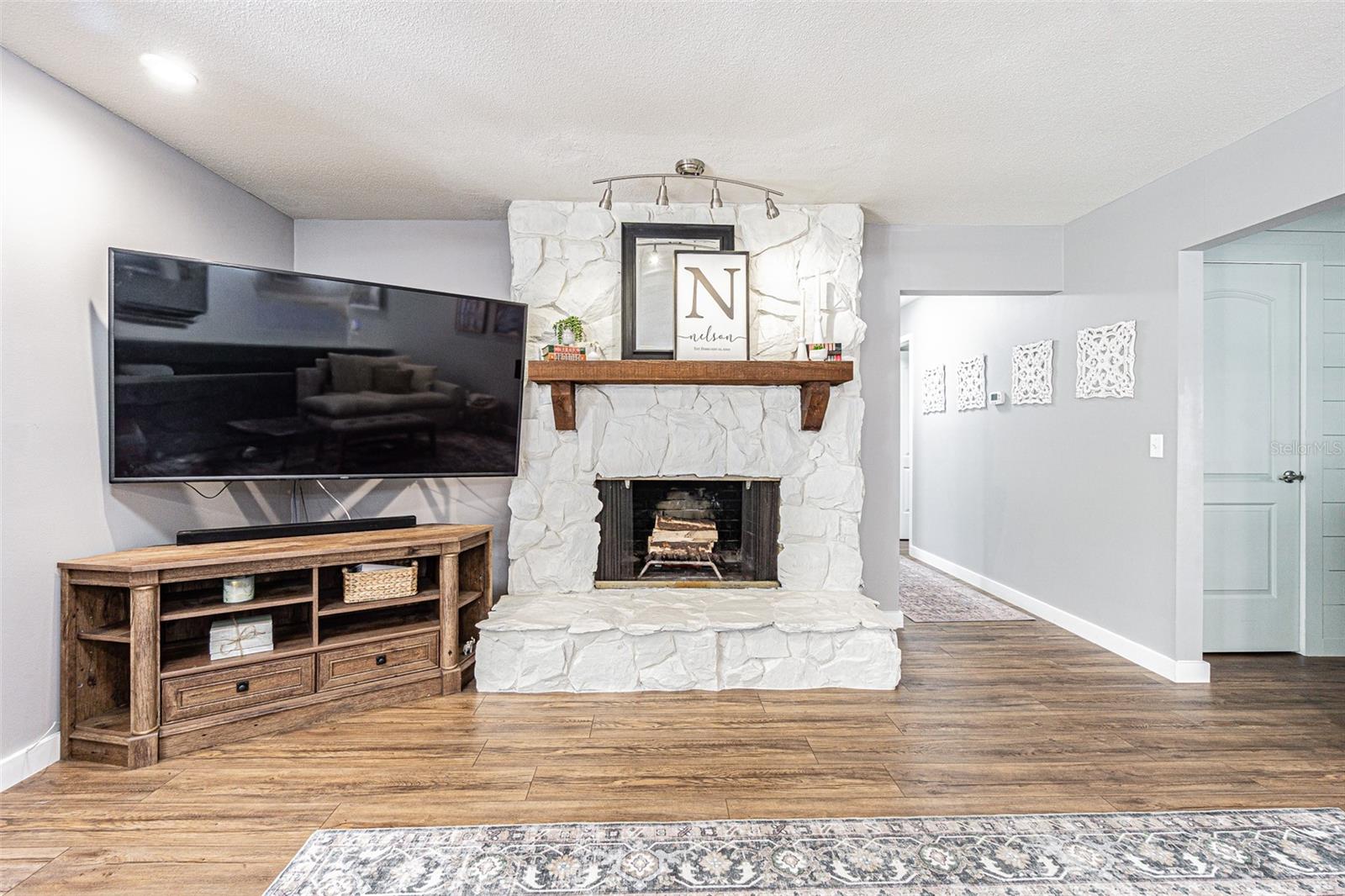 Family Room with hall to the secondary bedrooms.