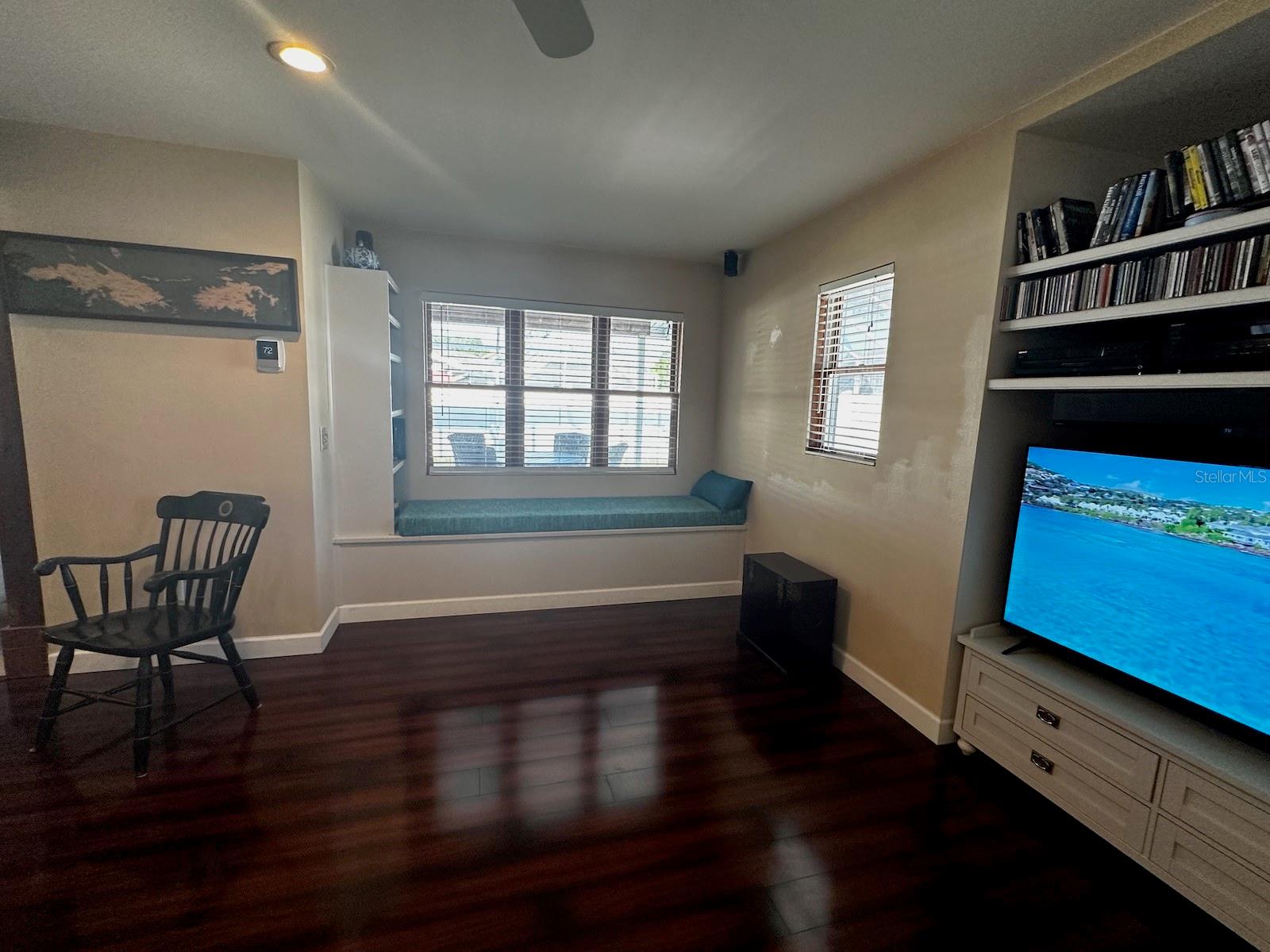 Family room with window seat