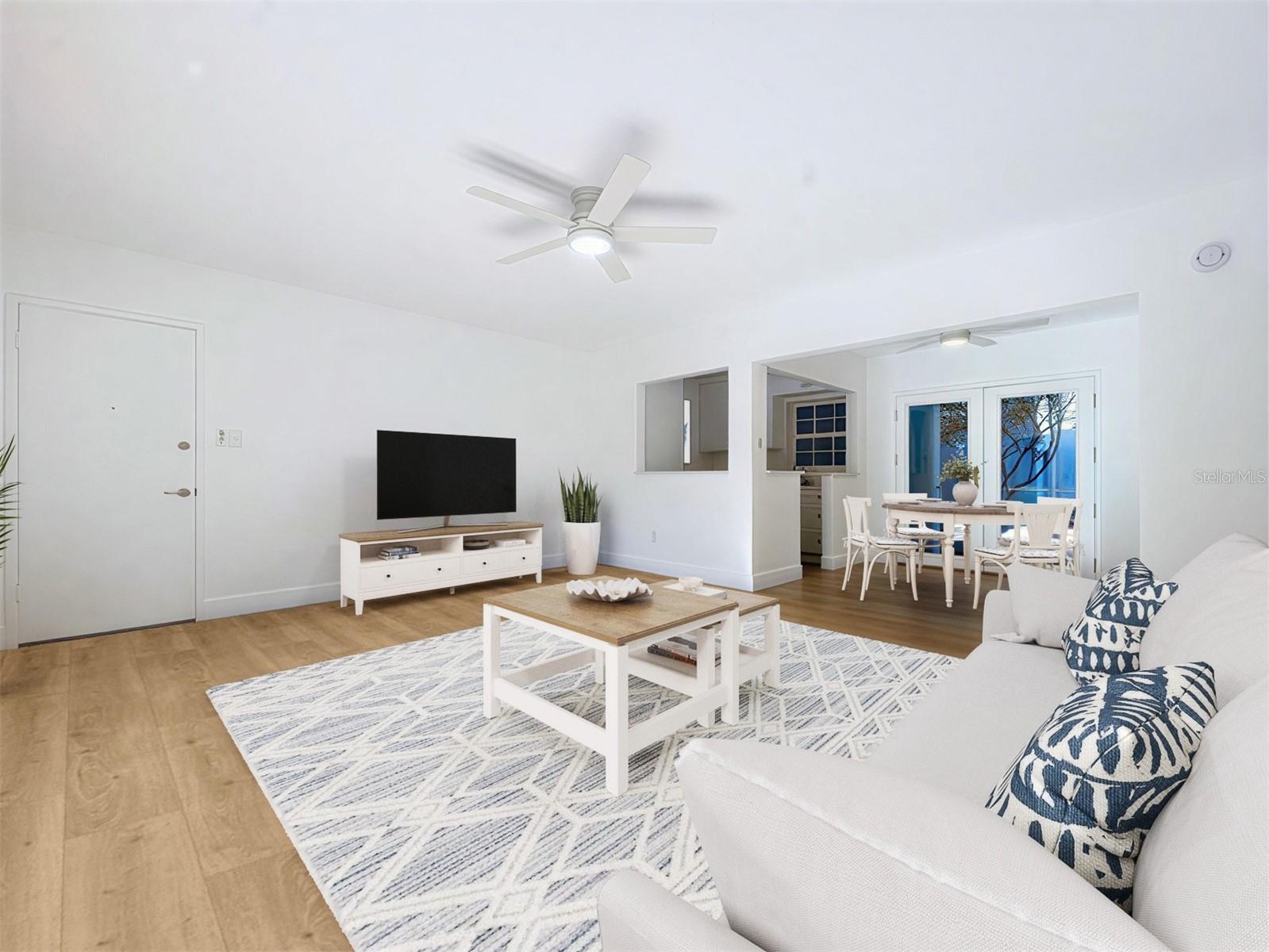 LIVING ROOM WITH WATER VIEW