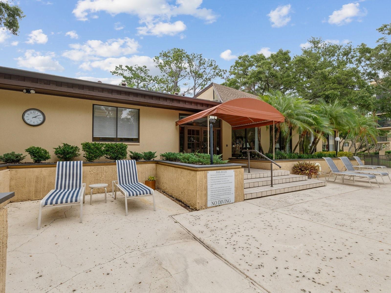 Entry to clubhouse from pool deck